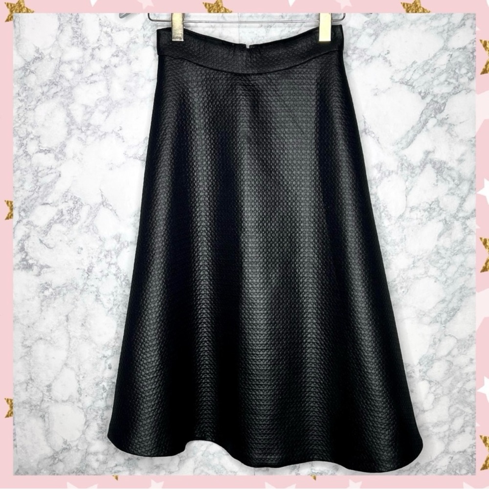 Banana Republic Black Textured A-Line Midi Skirt High Waist Back Zip Women’s 2